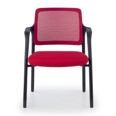 chaise visiteur rouge avec bras maille accoudoirs fixes 3