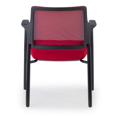 chaise visiteur rouge avec bras maille accoudoirs fixes 9