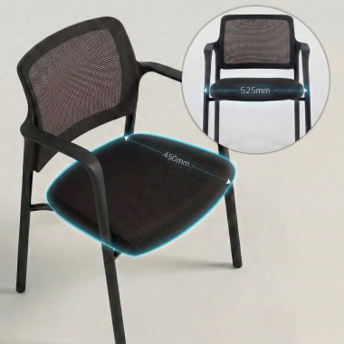 chaise visiteur noir avec bras maille accoudoirs fixes 6