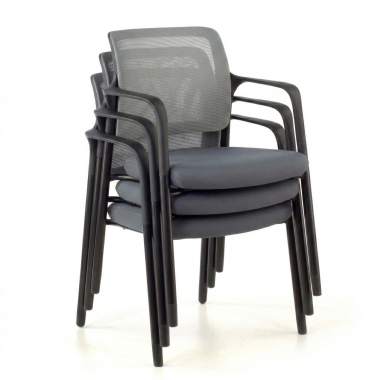 chaise visiteur gris avec bras maille accoudoirs fixes 7