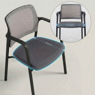 chaise visiteur gris avec bras maille accoudoirs fixes 6