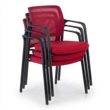 chaise visiteur rouge avec bras maille accoudoirs fixes 6