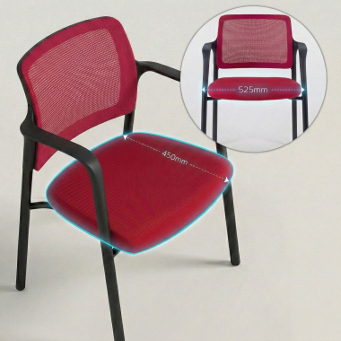 chaise visiteur rouge avec bras maille accoudoirs fixes 7