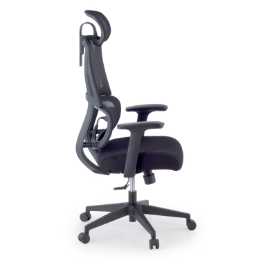 chaise ergonomique noir avec appui tete tissu accoudoirs fixes double soutien lombaire appui tete 4