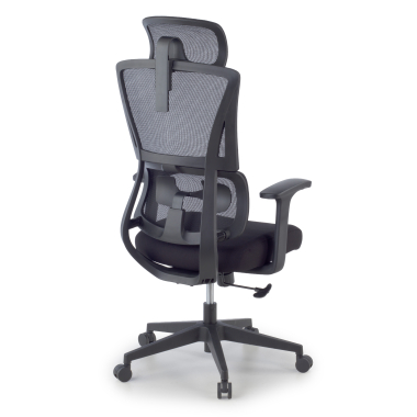 chaise ergonomique noir avec appui tete tissu accoudoirs fixes double soutien lombaire appui tete 11