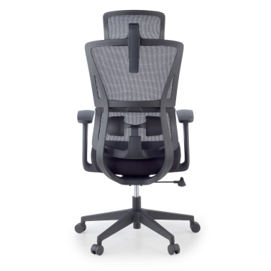 chaise ergonomique noir avec appui tete tissu accoudoirs fixes double soutien lombaire appui tete 6