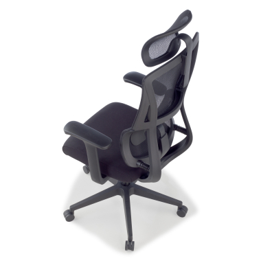 chaise ergonomique noir avec appui tete tissu accoudoirs fixes double soutien lombaire appui tete 12