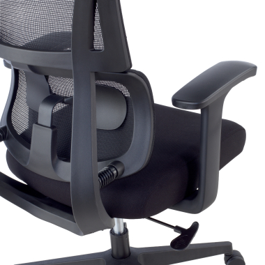 chaise ergonomique noir avec appui tete tissu accoudoirs fixes double soutien lombaire appui tete 7