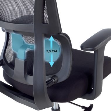 chaise ergonomique noir avec appui tete tissu accoudoirs fixes double soutien lombaire appui tete 8