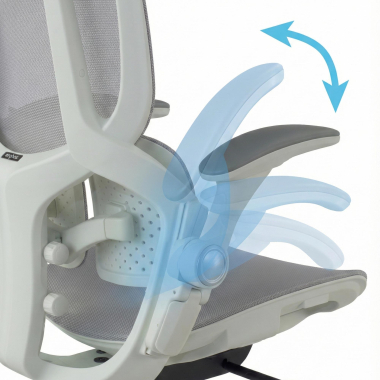 chaise ergonomique blanc gris erghos one sans appui tete maille accoudoirs reglables 3d double soutien lombaire 5