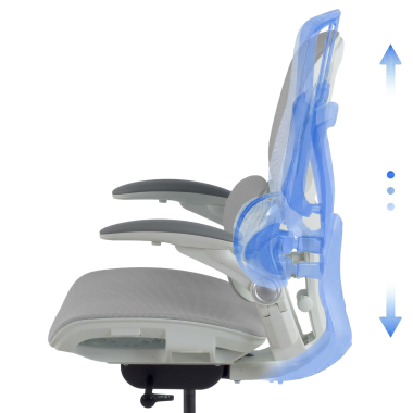 chaise ergonomique blanc gris erghos one sans appui tete maille accoudoirs reglables 3d double soutien lombaire 8