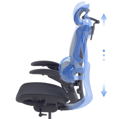 chaise ergonomique noir erghos one avec appui tete maille accoudoirs reglables 3d double soutien lombaire appui tete 9