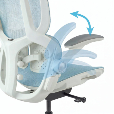 chaise ergonomique blanc bleu erghos one avec appui tete maille accoudoirs reglables 3d double soutien lombaire appui tete 6