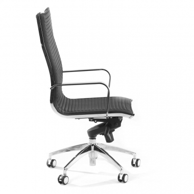 chaise de bureau noir structure chromee similicuir simil cuir accoudoirs fixes 4