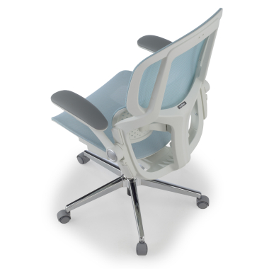 chaise ergonomique blanc bleu erghos one sans appui tete maille accoudoirs reglables 3d double soutien lombaire 13