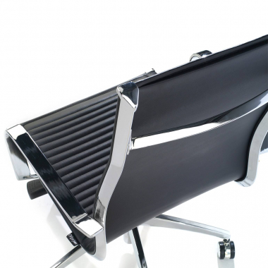 chaise de bureau noir structure chromee similicuir simil cuir accoudoirs fixes 5