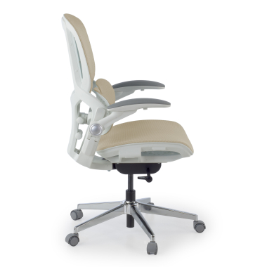 chaise ergonomique beige erghos one sans appui tete maille accoudoirs reglables 3d double soutien lombaire 3