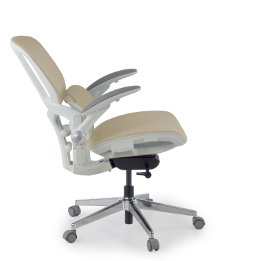 chaise ergonomique beige erghos one sans appui tete maille accoudoirs reglables 3d double soutien lombaire 4