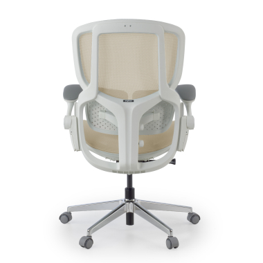 chaise ergonomique beige erghos one sans appui tete maille accoudoirs reglables 3d double soutien lombaire 12