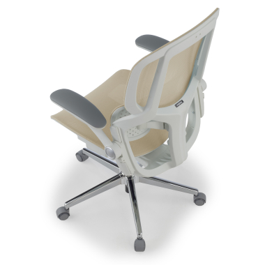 chaise ergonomique beige erghos one sans appui tete maille accoudoirs reglables 3d double soutien lombaire 13