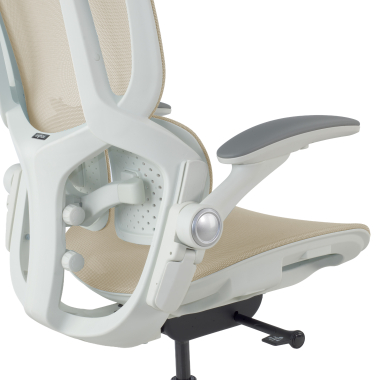chaise ergonomique beige erghos one sans appui tete maille accoudoirs reglables 3d double soutien lombaire 14