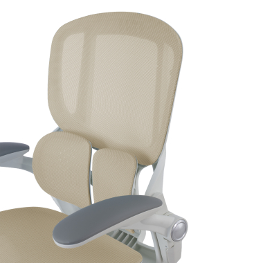 chaise ergonomique beige erghos one sans appui tete maille accoudoirs reglables 3d double soutien lombaire 15