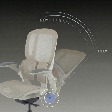 chaise ergonomique beige erghos one sans appui tete maille accoudoirs reglables 3d double soutien lombaire 9