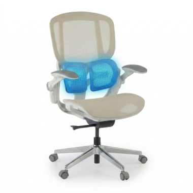 chaise ergonomique beige erghos one sans appui tete maille accoudoirs reglables 3d double soutien lombaire 6