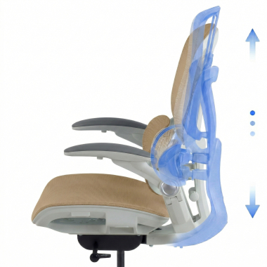 chaise ergonomique beige erghos one sans appui tete maille accoudoirs reglables 3d double soutien lombaire 8