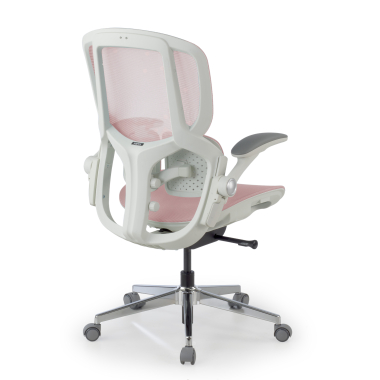 chaise ergonomique blanc rose erghos one sans appui tete maille accoudoirs reglables 3d double soutien lombaire 11