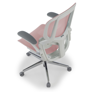 chaise ergonomique blanc rose erghos one sans appui tete maille accoudoirs reglables 3d double soutien lombaire 13