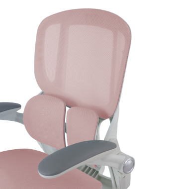 chaise ergonomique blanc rose erghos one sans appui tete maille accoudoirs reglables 3d double soutien lombaire 15