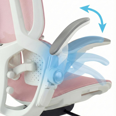 chaise ergonomique blanc rose erghos one sans appui tete maille accoudoirs reglables 3d double soutien lombaire 5