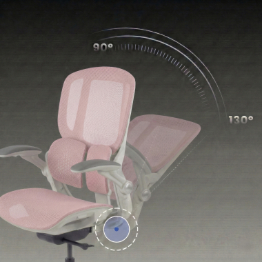 chaise ergonomique blanc rose erghos one sans appui tete maille accoudoirs reglables 3d double soutien lombaire 9