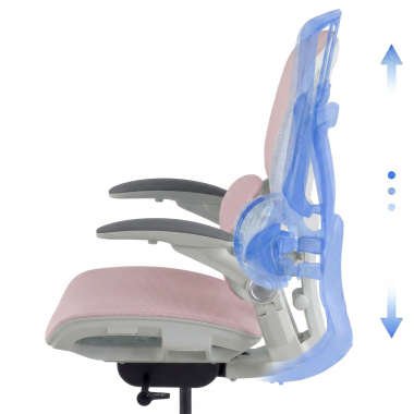 chaise ergonomique blanc rose erghos one sans appui tete maille accoudoirs reglables 3d double soutien lombaire 8