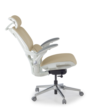 chaise ergonomique beige erghos one avec appui tete maille accoudoirs reglables 3d double soutien lombaire appui tete 4