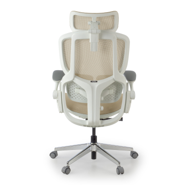 chaise ergonomique beige erghos one avec appui tete maille accoudoirs reglables 3d double soutien lombaire appui tete 12