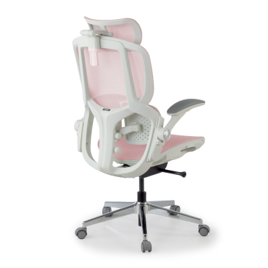 chaise ergonomique blanc rose erghos one avec appui tete maille accoudoirs reglables 3d double soutien lombaire appui tete 5