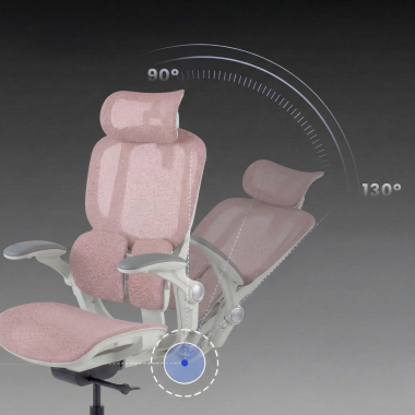 chaise ergonomique blanc rose erghos one avec appui tete maille accoudoirs reglables 3d double soutien lombaire appui tete 10
