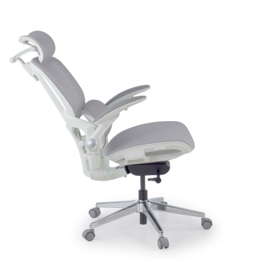 chaise ergonomique blanc gris erghos one avec appui tete maille accoudoirs reglables 3d double soutien lombaire appui tete 4