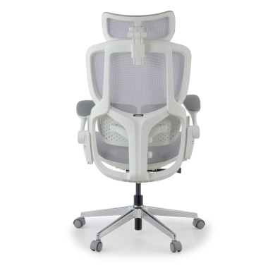 chaise ergonomique blanc gris erghos one avec appui tete maille accoudoirs reglables 3d double soutien lombaire appui tete 12
