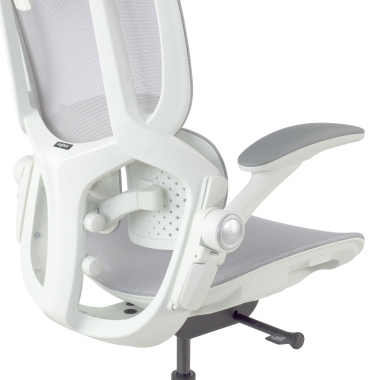 chaise ergonomique blanc gris erghos one avec appui tete maille accoudoirs reglables 3d double soutien lombaire appui tete 14