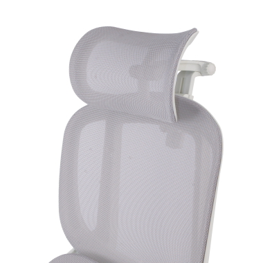 chaise ergonomique blanc gris erghos one avec appui tete maille accoudoirs reglables 3d double soutien lombaire appui tete 15