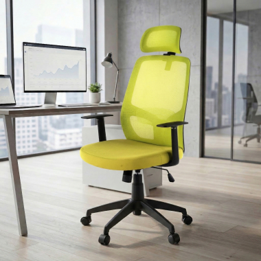 chaise de bureau vert argos maille accoudoirs fixes appui tete 2