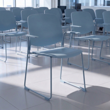chaise de conference bleu avec bras plastique accoudoirs fixes 2