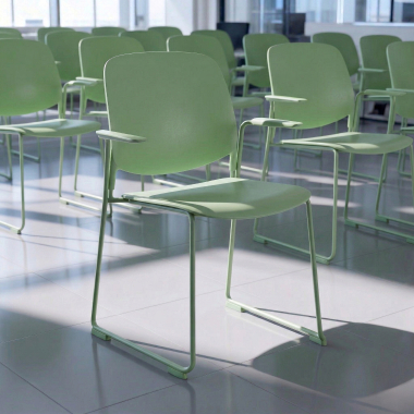 chaise de conference vert avec bras plastique accoudoirs fixes 2