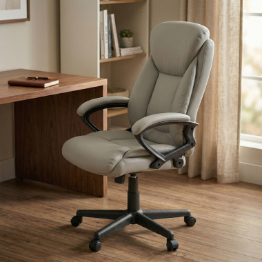 fauteuil de bureau gris denis simil cuir accoudoirs rembourres 2