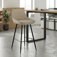 Tabouret Tapissé Giselle, Ergonomique et Structure Noire