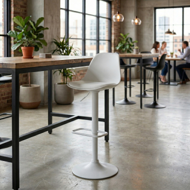 tabouret de bar blanc tabouret pietement luge en metal simil cuir sans accoudoirs 2