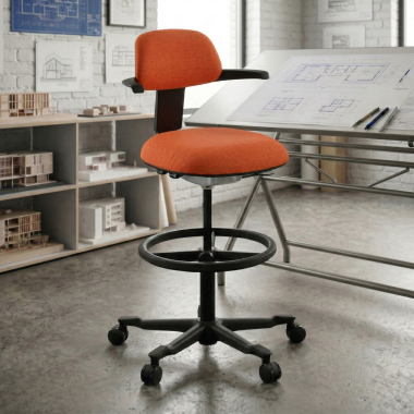 tabouret ergonomique orange erghos tissu sans accoudoirs 2